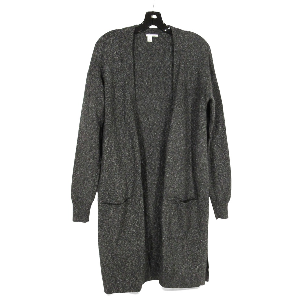 HALOGEN Nordstrom HEATHER GRAY Open Front SWEATER CARDIGAN Longer Style Duster S